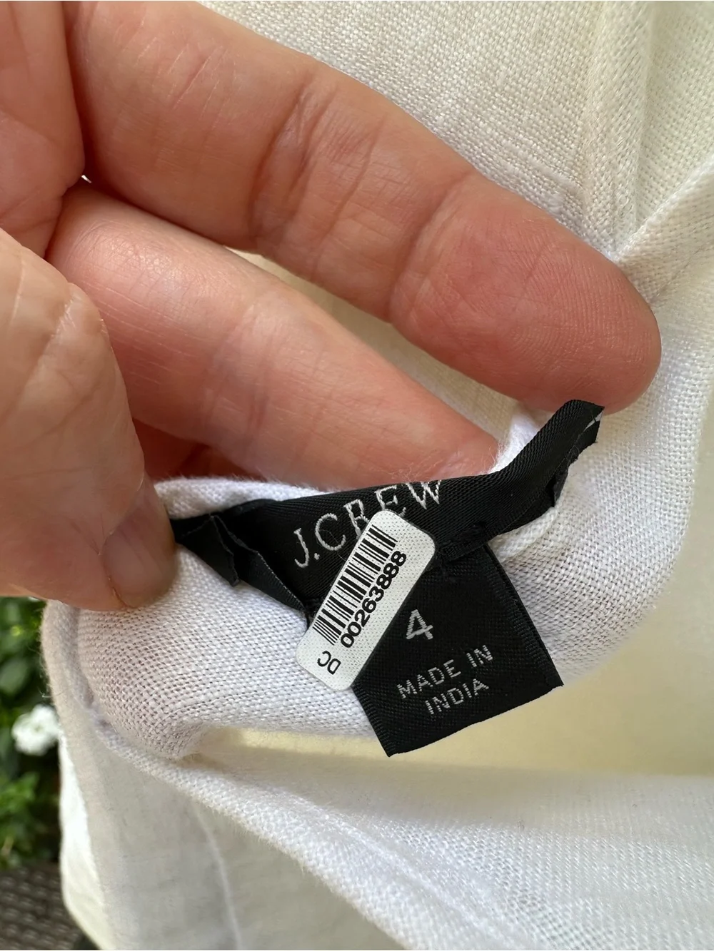 J.Crew White 100% Linen Puff Sleeve V-Back Tie Top Blouse Sz 4 Cottagecore
